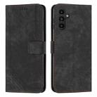 For Samsung Galaxy S25 FE 5G Skin Feel Stripe Pattern Leather Phone Case with Lanyard(Black) - 1