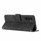For Samsung Galaxy S25 FE 5G Skin Feel Stripe Pattern Leather Phone Case with Lanyard(Black) - 3
