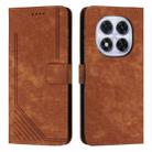 For Redmi Note 14 Pro 5G Skin Feel Stripe Pattern Leather Phone Case with Long Lanyard(Brown) - 1