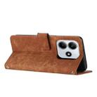 For Redmi Note 14 5G Skin Feel Stripe Pattern Leather Phone Case with Long Lanyard(Brown) - 3