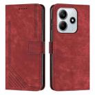 For Redmi Note 14 5G Skin Feel Stripe Pattern Leather Phone Case with Long Lanyard(Red) - 1
