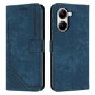 For Redmi Turbo 4 / Xiaomi Poco X7 Pro Skin Feel Stripe Pattern Leather Phone Case with Long Lanyard(Blue) - 1