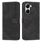 For Redmi Turbo 4 / Xiaomi Poco X7 Pro Skin Feel Stripe Pattern Leather Phone Case with Long Lanyard(Black) - 1