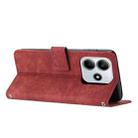 For Redmi Note 14 4G 163.25mm Skin Feel Stripe Pattern Leather Phone Case with Long Lanyard(Red) - 3