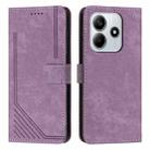 For Redmi Note 14 4G 163.25mm Skin Feel Stripe Pattern Leather Phone Case with Long Lanyard(Purple) - 1