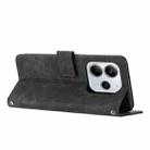 For Redmi Note 14 4G 164.84mm Skin Feel Stripe Pattern Leather Phone Case with Long Lanyard(Black) - 3
