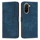 For Redmi A5 5G 171.7mm / Poco C71 Skin Feel Stripe Pattern Leather Phone Case with Long Lanyard(Blue) - 1