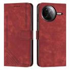 For Redmi K80 / K80 Pro Skin Feel Stripe Pattern Leather Phone Case with Long Lanyard(Red) - 1
