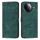 For Redmi K80 / K80 Pro Skin Feel Stripe Pattern Leather Phone Case with Long Lanyard(Green) - 1