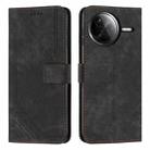 For Redmi K80 / K80 Pro Skin Feel Stripe Pattern Leather Phone Case with Long Lanyard(Black) - 1