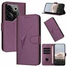 For Tecno Camon 20 Premier Triangle Pattern Buckle Clasp Leather Phone Case(Dark Purple) - 1