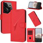 For Tecno Camon 20 Premier Triangle Pattern Buckle Clasp Leather Phone Case(Red) - 1