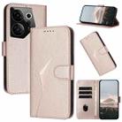 For Tecno Camon 20 Premier Triangle Pattern Buckle Clasp Leather Phone Case(Rose Gold) - 1