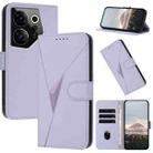 For Tecno Camon 20 Premier Triangle Pattern Buckle Clasp Leather Phone Case(Light Purple) - 1