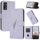 For Tecno Pova 2 Triangle Pattern Buckle Clasp Leather Phone Case(Light Purple) - 1