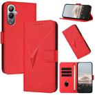 For Tecno Pova 4 Triangle Pattern Buckle Clasp Leather Phone Case(Red) - 1