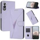 For Tecno Pova 4 Triangle Pattern Buckle Clasp Leather Phone Case(Light Purple) - 1