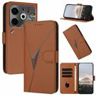 For Tecno Pova 6 Neo Triangle Pattern Buckle Clasp Leather Phone Case(Brown) - 1