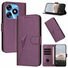 For Tecno Spark 10 4G Triangle Pattern Buckle Clasp Leather Phone Case(Dark Purple) - 1