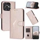 For Tecno Spark 10C Triangle Pattern Buckle Clasp Leather Phone Case(Rose Gold) - 1