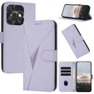 For Tecno Spark 10C Triangle Pattern Buckle Clasp Leather Phone Case(Light Purple) - 1