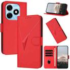 For Tecno Spark 20 Triangle Pattern Buckle Clasp Leather Phone Case(Red) - 1