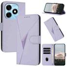 For Tecno Spark 20 Triangle Pattern Buckle Clasp Leather Phone Case(Light Purple) - 1