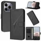 For Tecno Spark 20 Pro Triangle Pattern Buckle Clasp Leather Phone Case(Black) - 1