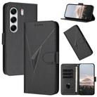 For Tecno Camon 40 4G Triangle Pattern Buckle Clasp Leather Phone Case(Black) - 1