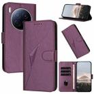 For Tecno Camon 40 Premier Triangle Pattern Buckle Clasp Leather Phone Case(Dark Purple) - 1