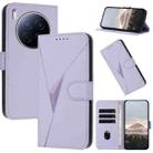 For Tecno Camon 40 Premier Triangle Pattern Buckle Clasp Leather Phone Case(Light Purple) - 1