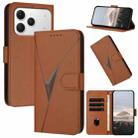For Tecno Spark 40 4G Triangle Pattern Buckle Clasp Leather Phone Case(Brown) - 1