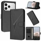 For Tecno Spark 40 4G Triangle Pattern Buckle Clasp Leather Phone Case(Black) - 1
