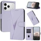 For Tecno Spark 40 4G Triangle Pattern Buckle Clasp Leather Phone Case(Light Purple) - 1