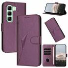 For Infinix Hot 50 4G Triangle Pattern Buckle Clasp Leather Phone Case(Dark Purple) - 1