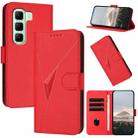 For Infinix Hot 50 5G Triangle Pattern Buckle Clasp Leather Phone Case(Red) - 1