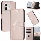 For Infinix Hot 50i / Smart 9 Triangle Pattern Buckle Clasp Leather Phone Case(Rose Gold) - 1