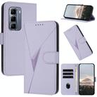 For Infinix Hot 50 Pro 4G Triangle Pattern Buckle Clasp Leather Phone Case(Light Purple) - 1