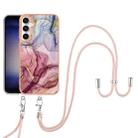 For Samsung Galaxy S24 FE 5G Electroplating Marble Dual-side IMD Phone Case with Lanyard(Rose Red 014) - 2