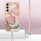 For Samsung Galaxy S24 FE 5G Electroplating Marble Dual-side IMD Phone Case with Lanyard(Rose Gold 015) - 3