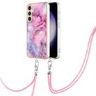 For Samsung Galaxy S24 FE 5G Electroplating Marble Dual-side IMD Phone Case with Lanyard(Pink 013) - 1
