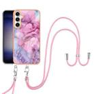 For Samsung Galaxy S24 FE 5G Electroplating Marble Dual-side IMD Phone Case with Lanyard(Pink 013) - 2