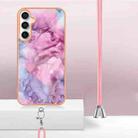 For Samsung Galaxy S24 FE 5G Electroplating Marble Dual-side IMD Phone Case with Lanyard(Pink 013) - 3