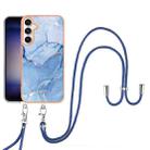 For Samsung Galaxy S24 FE 5G Electroplating Marble Dual-side IMD Phone Case with Lanyard(Blue 018) - 2