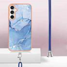 For Samsung Galaxy S24 FE 5G Electroplating Marble Dual-side IMD Phone Case with Lanyard(Blue 018) - 3