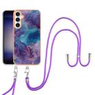 For Samsung Galaxy S24 FE 5G Electroplating Marble Dual-side IMD Phone Case with Lanyard(Purple 016) - 2