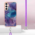 For Samsung Galaxy S24 FE 5G Electroplating Marble Dual-side IMD Phone Case with Lanyard(Purple 016) - 3