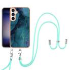 For Samsung Galaxy S24 FE 5G Electroplating Marble Dual-side IMD Phone Case with Lanyard(Green 017) - 2