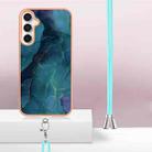 For Samsung Galaxy S24 FE 5G Electroplating Marble Dual-side IMD Phone Case with Lanyard(Green 017) - 3