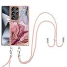For Samsung Galaxy S25 Ultra 5G Electroplating Marble Dual-side IMD Phone Case with Lanyard(Rose Red 014) - 2